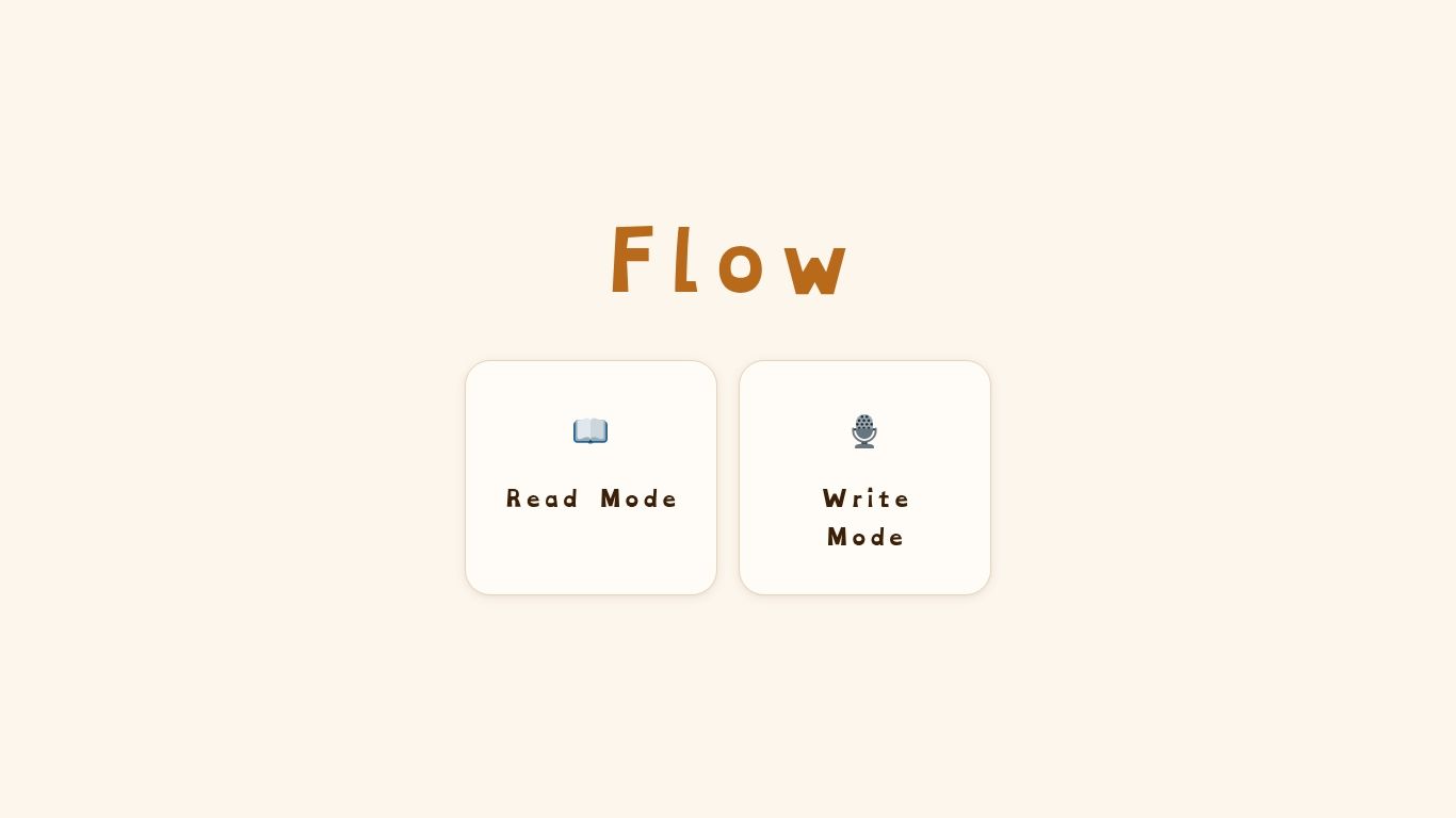 Flow app — Read Mode landing screen